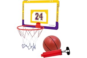 COO11 Wall Mount Basketball Hoop for Kids with Acrylic Backboard, Foldable Rim, Mini Ball and Pump, Indoor Door Basketball Hoop Sports Toy Set for Ages 3+ Years