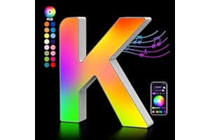 KANGTAIXIN Light Up Letters USB Powered, LED Letter Lights Color Changing Alphabet Sign Gifts for Girls Women Party Birthday Decorations, APP Control, Night Light Christmas Valentine Wall Table Decor - K