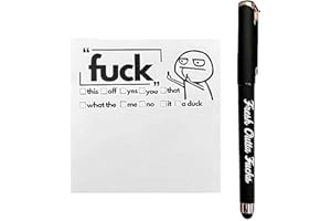 JYTDBCS Fresh Outta Fucks Pad and Pen,Funny Sticky Notes Office Supplies,Desk Accessories for Friends Funny Christmas Gifts for Men Women (Black)