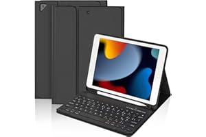 BQSS Clavier Coque pour iPad 10.2 9th 2021/8th 2020/7th 2019/Pro 10.5/Air 3, AZERTY Français Amovible Clavier Bluetooth sans Fil Etui, avec Stylet-Fente