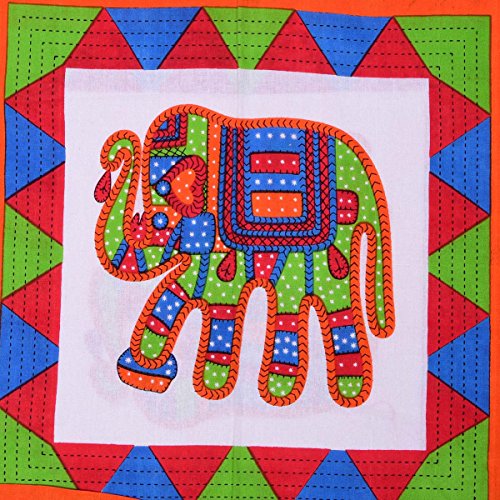 Salona Bichona Indische Kissen Bezug Baumwolle 3 Stück Elefanten Gedruckt Kissen Bezug 12 X 12 Zoll - 2