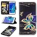 Produktbild Samsung Galaxy J5 2016 DUOS Hülle Leder Flip Case Schmetterling Muster, Samsung Galaxy J5 2016 DUOS Lederhülle Protective Cover Ledertasche Handyhülle Wallet Brieftasche Tasche Schutzhülle mit Kartenfach Standfunktion, Gold