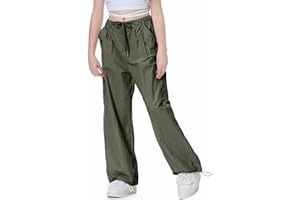 Rolanko Ragazze Pantaloni Larghi da Paracadutista, Joggers Vintage Y2K con Elastico in Vita Regolabile per Bambini