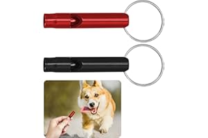 Plimbin 2 Pcs Dog Whistles for Recall, Ultrasonic Whistle Stop Barking Silent, Loud Dog Training Whistle for Long Distance Recalling Controling Pet Behavior (Black & Red)