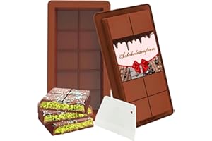 MRUN BONE Schokoladenform Silikon 2 Stück Schokoladentafel Tief Form Mit 1 Schaber, Silikonform Schokoladentafel Extra Tief Schokolade Form für Schokolade Praline Süßigkeiten