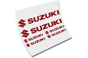 CUAC REVOLUTION PEGATINA ADHESIVO AUTOCOLLANT PARA SUZUKI TROQUELADO VINILO 6 STICKERS CORTE (Rojo)