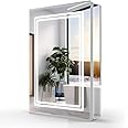 LUMIRRORS® Bathroom Mirror Cabinet with Light & Shaver Socket 500 x 700 mm LED Wall mounted Cabinets Demister Touch Switch Storage Silver Aluminum Vanity Mirror IP44 Storage Cupboard