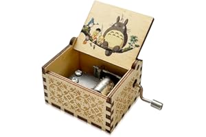 Meloditrunk Mini Caja de Música de Madera de Mi Vecino Totoro, Cajas de Música de Manivela para Fans del Anime, Antigua Artesanía de Decoración del hogar para niños Regalos para Cumpleaños y Navidad