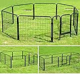 Welpenauslauf Absperrgitter Welpenzaun Freigehege Laufgitter Hunde Welpen 8 Elemente Metall 81x77cm, HT2031m2