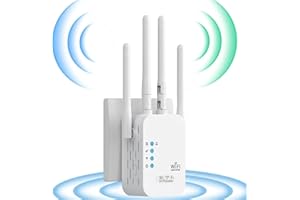 GENERICO Ripetitore WiFi Potente per Casa,Amplificatore Wifi 200 ㎡ Area Copertura,4 Antenna,2 Porte LAN, Estensore WiFi per Casa e Ufficio, WiFi Extender Compatibile con Modem Router
