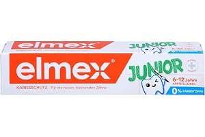 elmex tandkräm junior 6–12 år 4 x 75 ml – medicinsk tandrengöring med 1400 ppm fluor för mycket effektivt skydd av karies – stärker de nya, permanenta tänderna