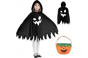 Huifengjie Kostium duchów na Halloween dla dzieci, peleryna z duchem, Halloween, kostium dla dzieci, chłopców i dziewczynek, z kieszenią z dyni, kostium dziecięcy na karnawał