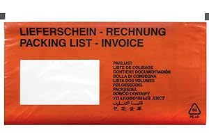 ‎NETUNO Netuno 250 rote Lieferscheintaschen selbstklebend DIN lang 131x 239 mm Begleitpapiertaschen Dokumententaschen Rechnungstaschen Pakettaschen Packlistenumschläge Lieferschein Rechnung bedruckt
