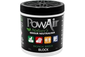 PowAir Block Natural Odour Neutraliser - Tropical Breeze 170g - Odour Control For Small Rooms and Areas - Natural Formulation