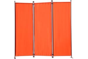 ‎ANGEL LIVING Angel Living Paravent 3tlg Sichtschutz,Faltbildschirm Raumteiler Sichtschutz aus Stahl und Polyester (Orange)