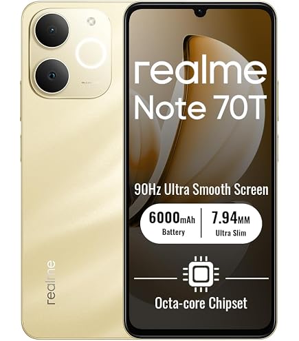 realme Smartphone Note 70T 4+256 GB Móviles, Gran batería de 6000