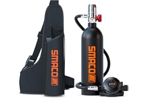 SMACO Scuba Tank Diving Gear for Diver Mini Scuba Tank Oxygen Cylinder with 15-20 Minutes Capability Diving Oxygen Underwater Breathing Device 1L Diving & Snorkeling Equipment