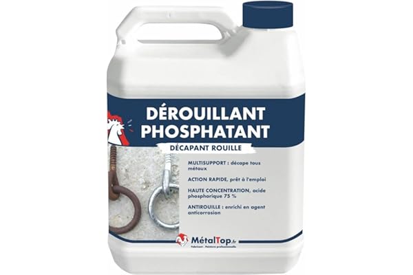 Metaltop Derouillant Phosphatant - 1 L Pour éliminer et neutraliser la rouille sur des métaux rouillés, avant peinture