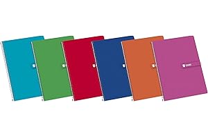 Enri 100430070 – Confezione da 5 quaderni A5 a spirale, copertina rigida, 4º