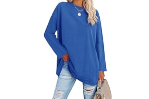 Ebifin - Maglietta girocollo da donna oversize a maniche lunghe