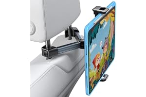 ELEPHANTBOAT® Car Tablet Holder Back Seat Headrest Mount 360° Rotatable Adjustable Clip-On Arm, Universal Tablet and Phone Stand for Car, Compatible with iPad Pro/Air/Mini, Galaxy Tab, iPhone, 4.7-13