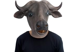 CreepyParty Máscara de Búfalo Máscaras de Cabeza de Animal de Látex Realistas para Halloween Desfile de Carnaval Fiesta de Disfraces