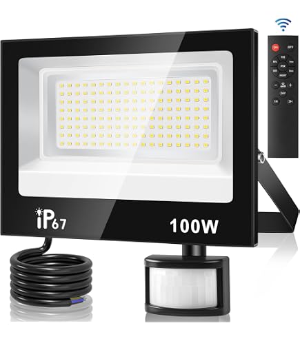 Foco LED Exterior 200W Con Sensor De Movimiento - 20000 Lúmenes, 6500K Blanco Frío, IP65 Impermeable, 3 Cabezales Ajustables, Mando A Distancia, Para Terraza, Patio, Garaje