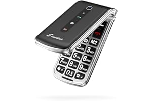SweetLink Telefono Cellulare per Anziani con Tasti Grandi, GSM Flip Telefoni Cellulari per Anziani, Volume Alto, Funzione SOS, 2.4" Display, Contatti con Immagini, Incompatibile con iliad, Nero