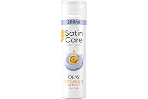 Satin Care Dry Skin Vitamin E Burst med Olay Rakgel för Kvinnor 200ml, Hjälper huden att dra till sig och behålla sin egen fukt