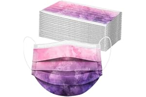 DeaAmyGline 50 Stück Einweg,3-lagig Vliesstoff,Mund-Nasen-Schutz,mit Bunt Motiv,Atmungsaktive,Multifunktionstuch Halstuch Bandana für Erwachsene (A026, 50)