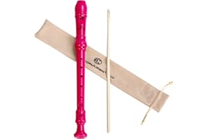 CONJURER Flûte à bec Soprano Instrument pour les Enfants et Étudiant - allemand Doigté 8 Trou de la Flûte ABS Descant enregistrement pour les Débutants avec Tige de Nettoyage et le Sac, Rose