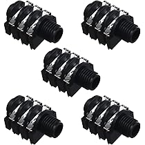 Fielect 6.35mm 6-Pin PCB Mount Headphone Jack Socket - 2 Pack Stereo Audio Connectors