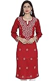 Ada Women's Pure Cotton Regular Fit Casual Hand Embroidery Lucknowi Chikankari Kurti Regular Kurta A197461