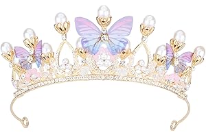 JODSEN Tiara di Cristallo per Ragazze Donne,Cerchietto da Principessa,Corona Regina,Diadema Farfalla Fiore Perla,Accessori per Capelli Matrimonio Pageants Sposa Costume Compleanno Cosplay Torte Festa Regalo