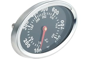 DRELD Termometro per barbecue, ovale, in acciaio inox, da 38 °C a 430 °C, per barbecue, forno, affumicatore, forno e carrello