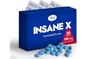 INSANE X 30 Blue Pills for Men 100mg Stronger & Harder Fast-Acting Enhanced Strength Supplements Tablets - Prolonged High Performance - Energy & Male Enhancing - Herbal & Food Supplement UK