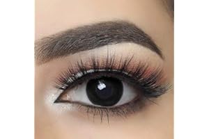 MYSA LENS® Lentilles De Contact De Couleur Fantaisie Crazy Lens Cosplay halloween Yeux Noir Oeil Noir Black Out Solution 10ML Etui Offert 12 Mois sans correction