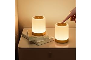 NIWOHOM Set di 2 Lampada da Comodino, Luminosità Regolabile Abat Jour da Comodino con 256 Colori RGB e 5 Modalità, Lampada da Tavolo Senza Fili, Luce Notturna Bambini LED con Timer per Camera da letto