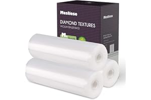 Mesliese Lot de Sacs Mise Sous Vide, 20,3 x 40,6 cm 3 Rouleaux, Sans BPA et Résistant aux-Perforations, Sac de Congélation épais pour Aliments Sous Vide