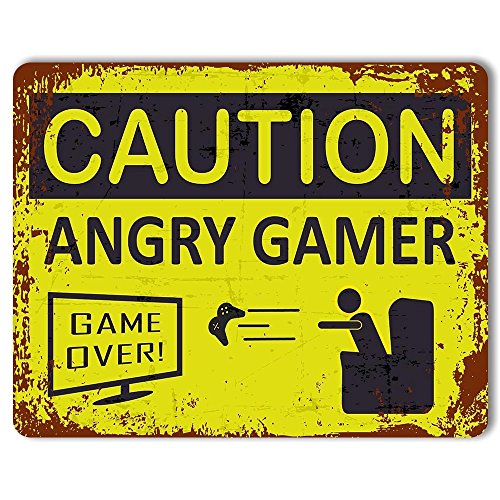 Caution: Angry Gamer - Vintage Rust Effect Metal Sign. Perfect gift for you know who!
