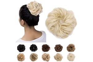 Silk-co Messy Hair Bun Donut Hair Chignons Updo Scrunchy Scrunchie Bun Updo Hairpiece 25g Hair Ribbon Ponytail Extensions Bleach Blond