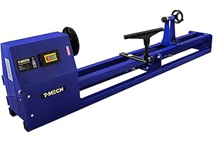 T-Mech Torno de madera (400W W, torno Ø 350mm, ancho de punta 100cm, soporte para herramientas, marco de guía estable, transmisión por correa en V)