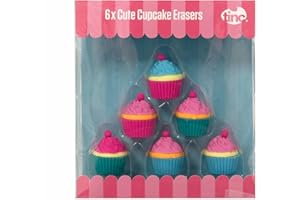 Tinc - Gommes Cupcake Lot de 6, Papeterie Amusante École Bureau, Accessoire Unique Coloré, Design Funky et Fonctionnel, Collection Unique, Papeterie Originale