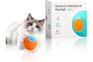 ROJECO Katzenspielzeug Elektrisch Katzenball mit LED Licht, 360° Intelligentes Rollen Rotieren Prellen 3 Modi Selbst Aktivierend Interaktives Katzenspielzeug USB Wiederaufladbarer Katzenspielzeug Ball