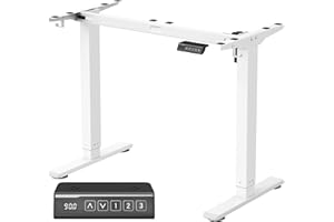 ‎VASAGLE VASAGLE Biurko z regulacją wysokości, elektryczne, rama stołu, stojak na biurko, bez blatu, z 2 haczykami, funkcja pamięci z 3 wysokościami, stal, matowa biel LSD021W01