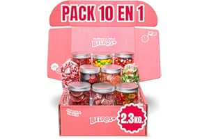 BELROS Mega Pack 2,3 kg de Caramelos y Gominolas. Regalos, Celebraciones, Cumpleaños, Halloween, Navidad. Golosinas en botes. Cesta de dulces y golosinas. Caja Regalo