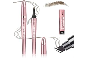 ISSIMOBER 2025 Nouveau crayon à sourcils magique, avec 4 pointes micro-fourchettes, crayon à sourcils 3D Microblading imperméable et anti-taches pour un aspect naturel（Marron Foncé）