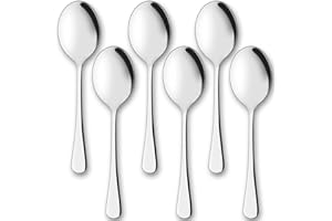 AOOSY Juego de cucharas de Servir 6 PCS Cucharas de Acero Inoxidable Cenas de Cena 10 Pulgadas Buffet Banquete Cubiertos Cocina Restaurante Fundamentos Cuchillo de Plata para Servir Utensilios