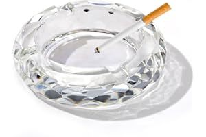 BBRGIRL Cenicero de cristal, cenicero de cristal para cigarrillos, cenicero de cigarrillos, cenicero de mesa, decoración de mesa para el hogar, oficina, escritorio (transparente, 4.7 pulgadas)