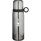 Bialetti - Termos - 460mL - Koyu Gri Renk - Paslanmaz &Ccedil;elik - &Ccedil;ift Katmanlı - 12 Saat Sıcak 24 Saat Soğuk Tutar - Bardaklı Ka
